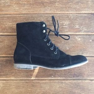 American Eagle Black Suede Ankle Boots Zip/Laces
